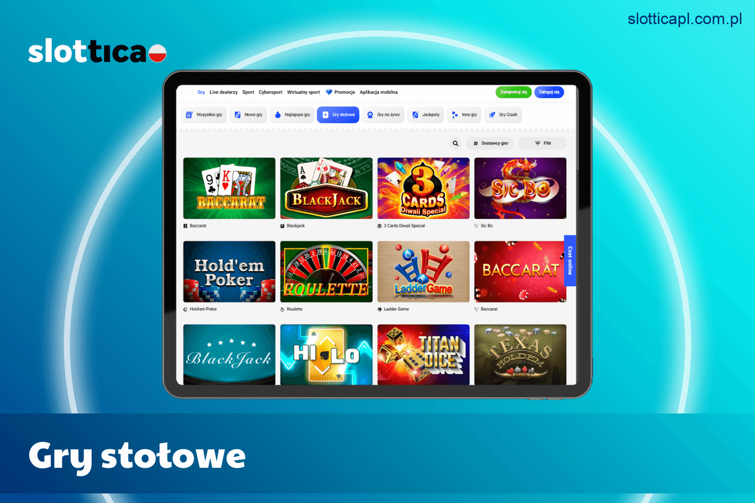 Gry stołowe dostępne w kasynie Slottica dla graczy z Polski