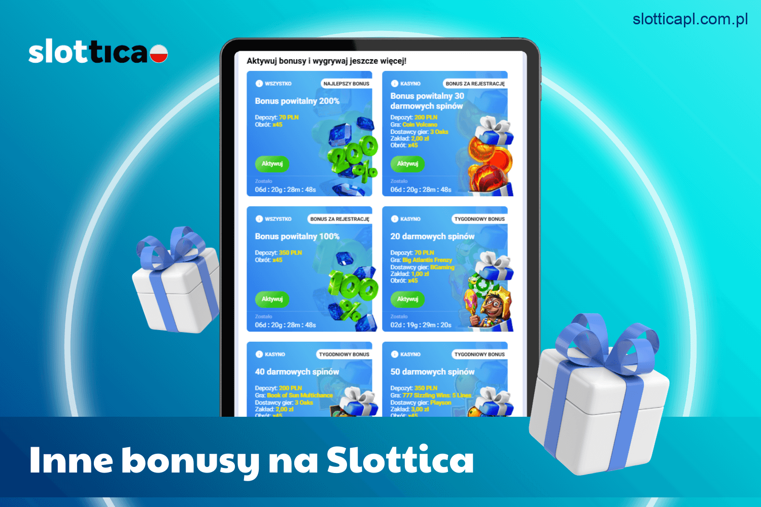 Dostępne inne bonusy w Slottica Casino dla graczy z Polski
