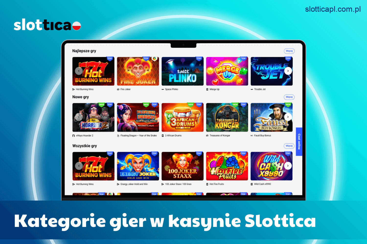 Kategorie gier kasynowych na stronie Slottica Polska