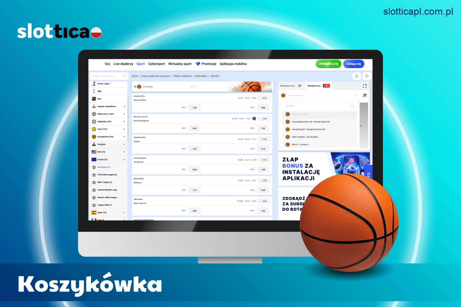 Zakłady na koszykówkę w Slottica Casino dla polskich użytkowników