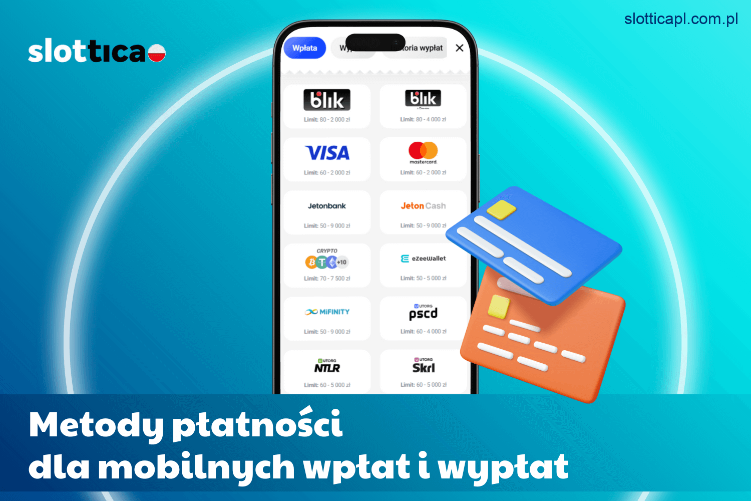 Metody płatności dla wpłat i wypłat w aplikacji Slottica Polska