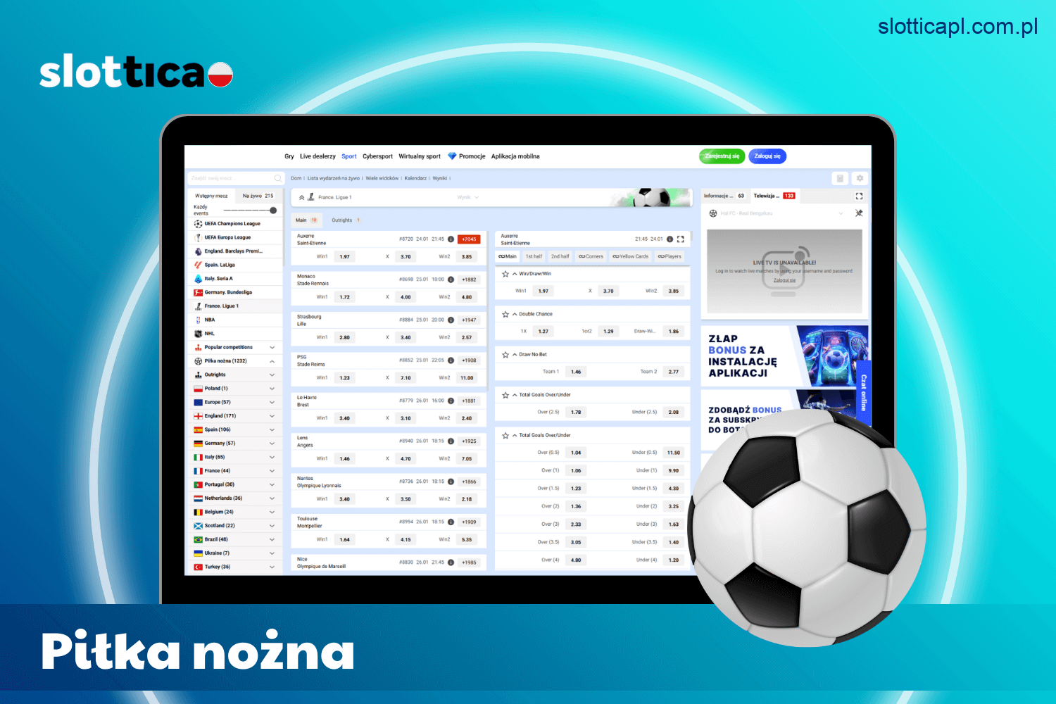 Piłka nożna – najpopularniejsze zakłady sportowe w Slottica Polska