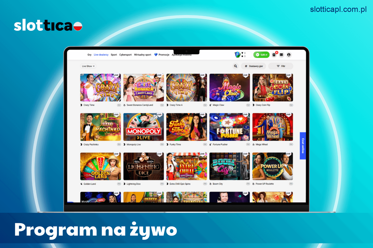 Program na żywo w Slottica dla fanów kasyna z Polski