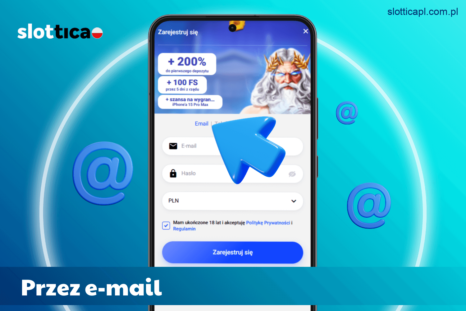 Rejestracja za pomocą adresu e-mail na Slottica w Polsce