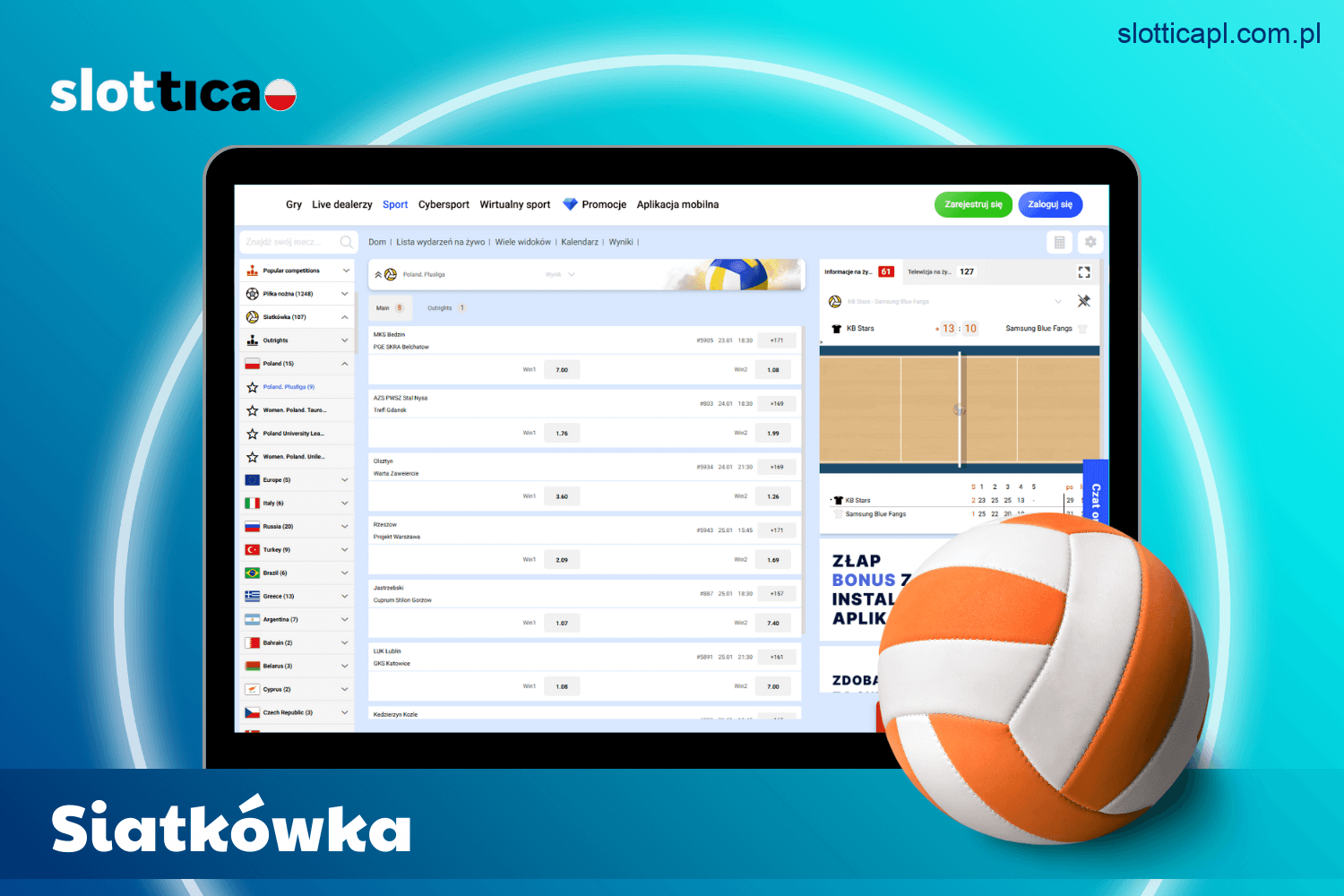 Siatkówka – możliwości zakładów w Slottica Casino w Polsce