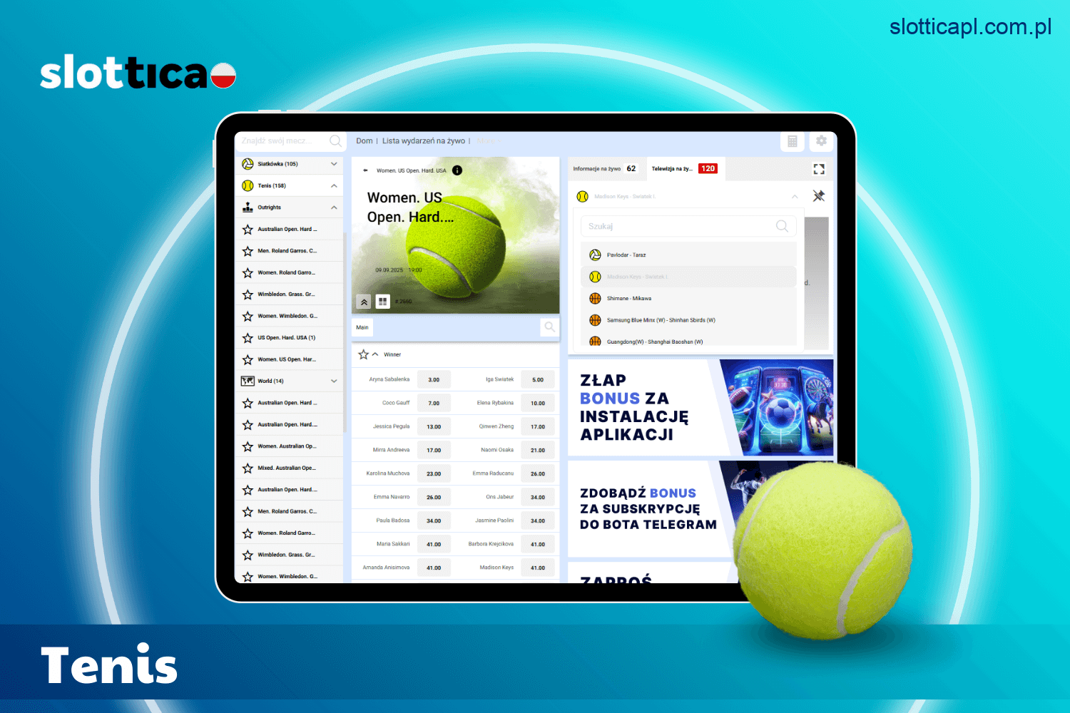 Tenis w ofercie zakładów sportowych na Slottica Polska