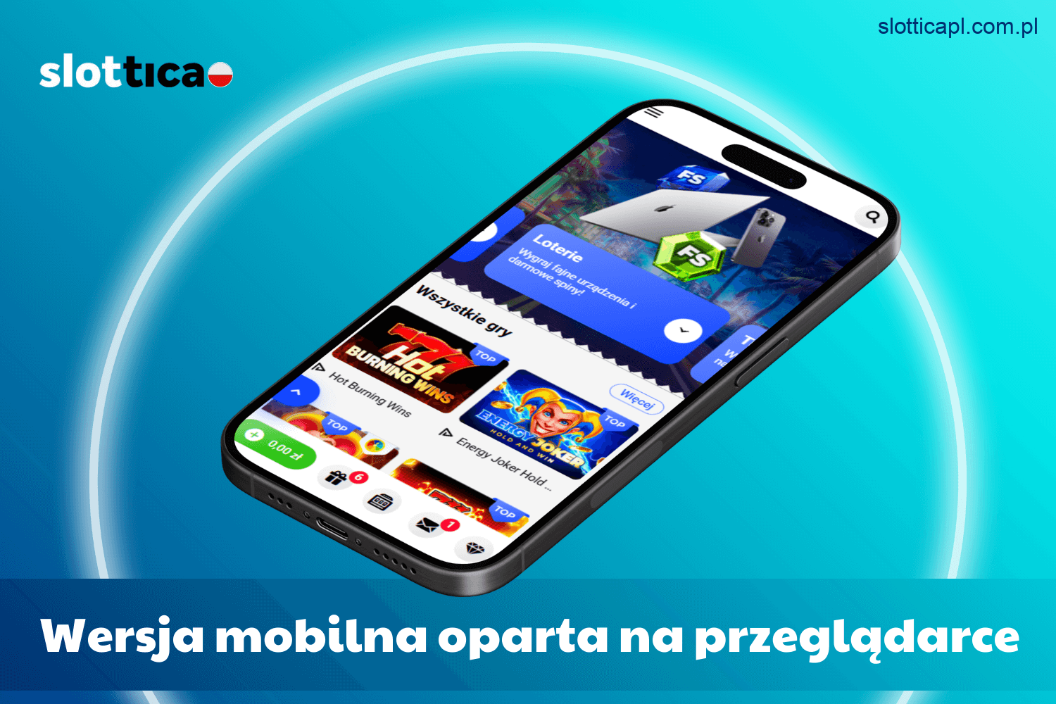 Mobilna wersja przeglądarkowa kasyna Slottica dostępna w Polsce